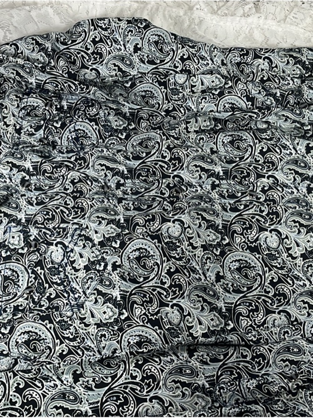 Black & White Paisley Casual Button-Down Shirt